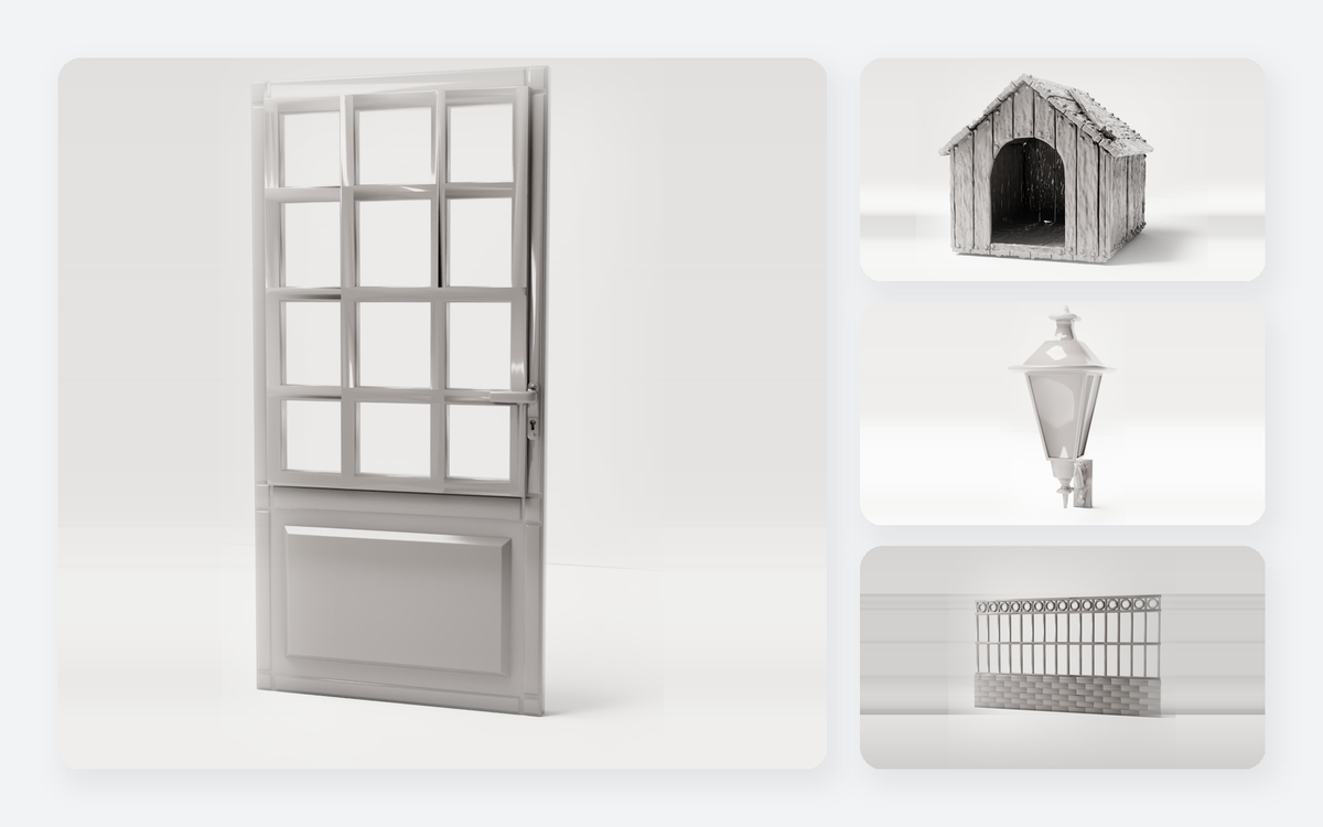 Miniatur-Gebäudeteile und Bauelemente für Dioramen