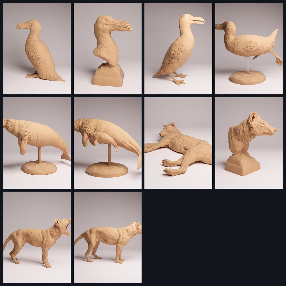 Collage mit Tierfiguren von Animal Den Miniatures: Recently Extinct, Release 26_04.
