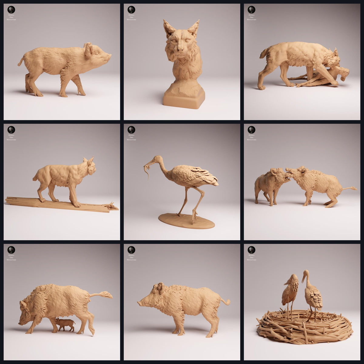 Collage mit Tierfiguren von Animal Den Miniatures: European Wildlife, Release 26_07.