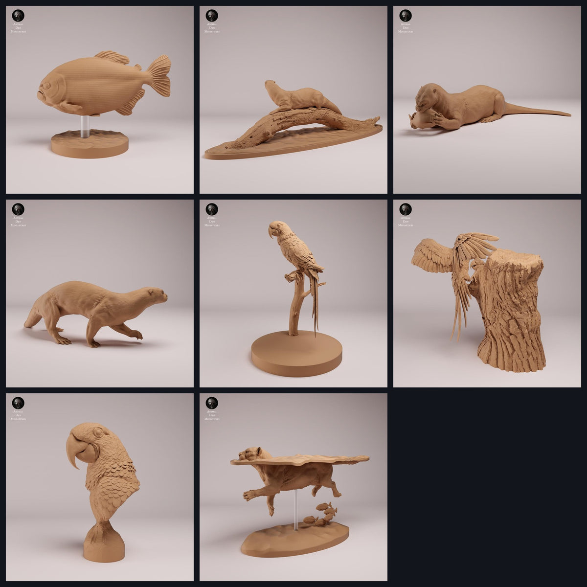 Collage mit Tierfiguren von Animal Den Miniatures: Amazon Wildlife, Release 26_08.