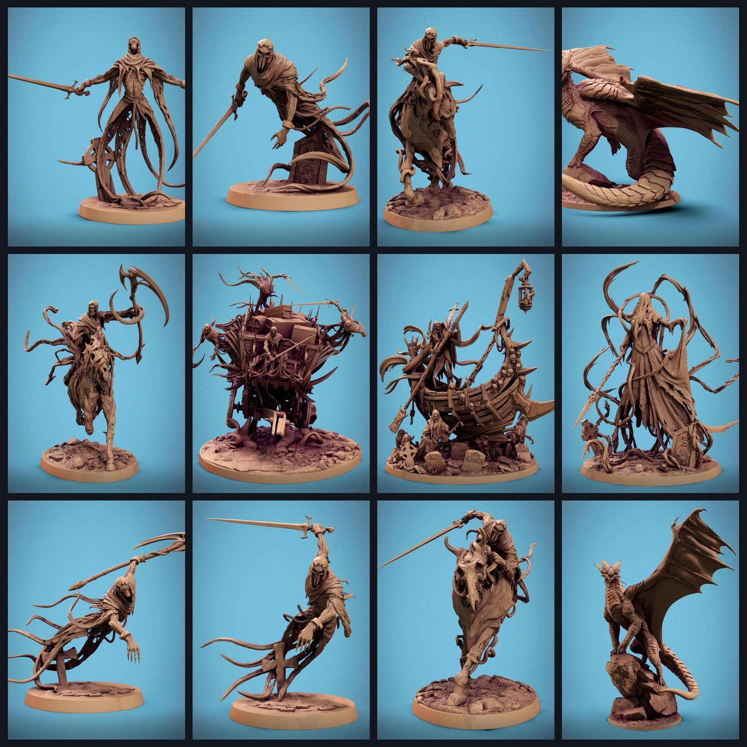 Esta imagem é a imagem da categoria para o lançamento 24_10: Hollow Graves - Rescale Miniatures capítulo com fantasmas, cavaleiros e bestas