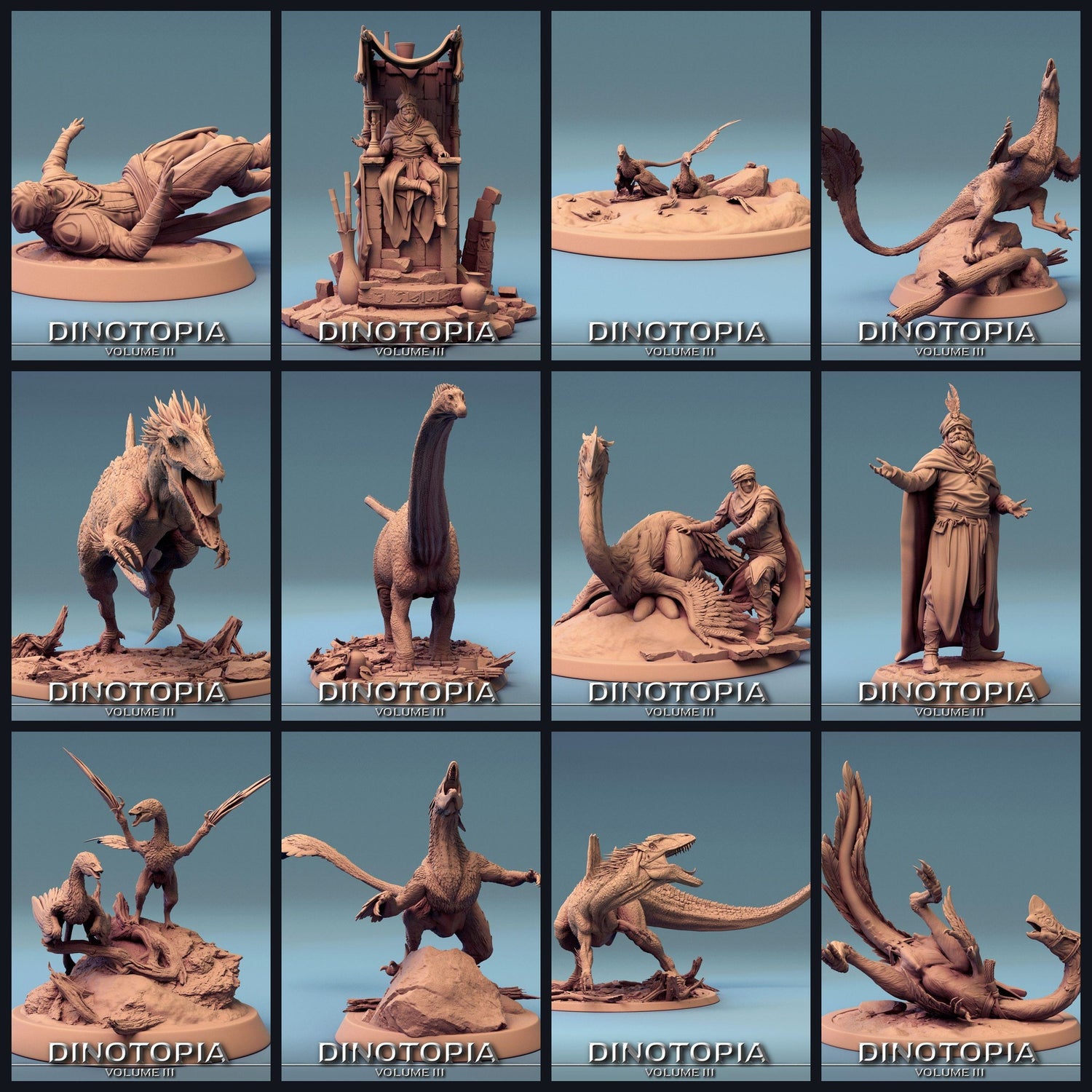 Esta imagem é a imagem da categoria para o lançamento 24_06: Dinotopia III - Nômades do Deserto, Raptoren & Concavenatores (Rescale 3D)