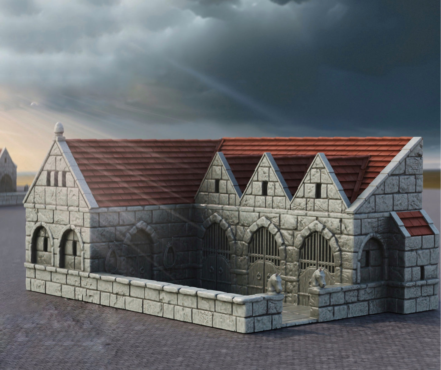 Foto do produto Tabletop 28mm The Printing Goes Ever On (TPGEO) 0: Estábulos Ivory City - Edifício Reino de Gonthan - Terreno Tabletop Estábulos