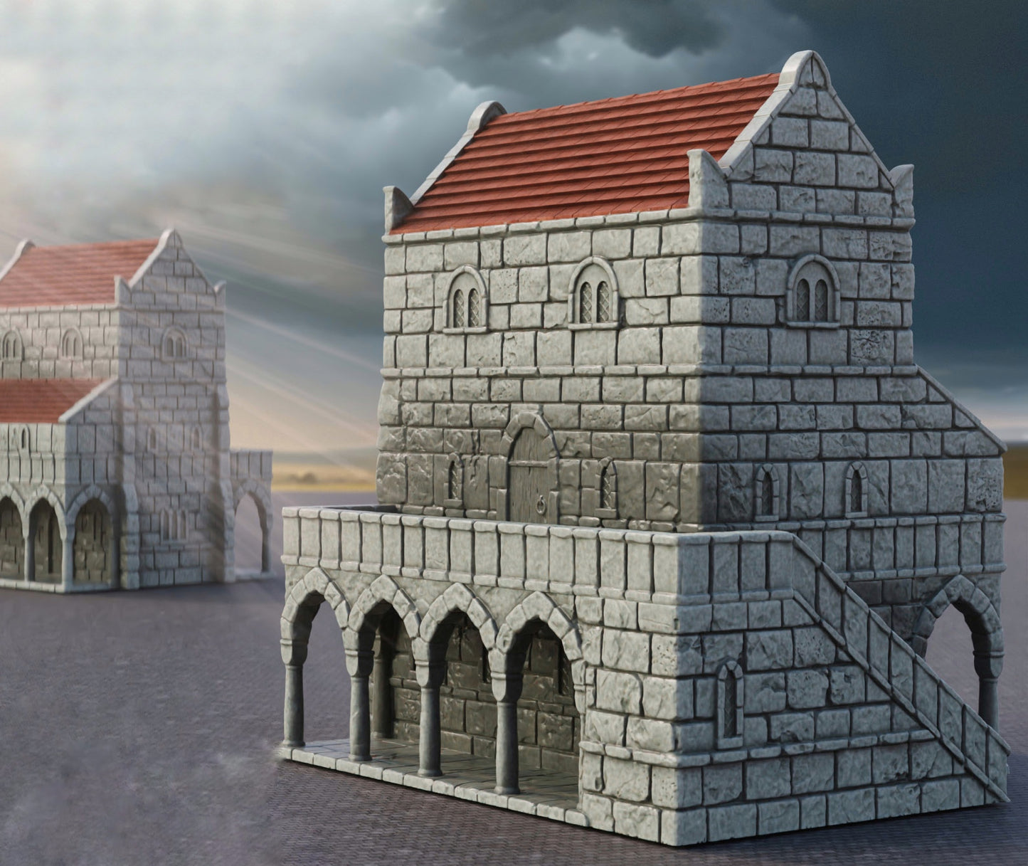 Foto do produto Tabletop 28mm The Printing Goes Ever On (TPGEO) 0: Casa B Ivory City - Edifício Reino de Gonthan - Terreno Tabletop