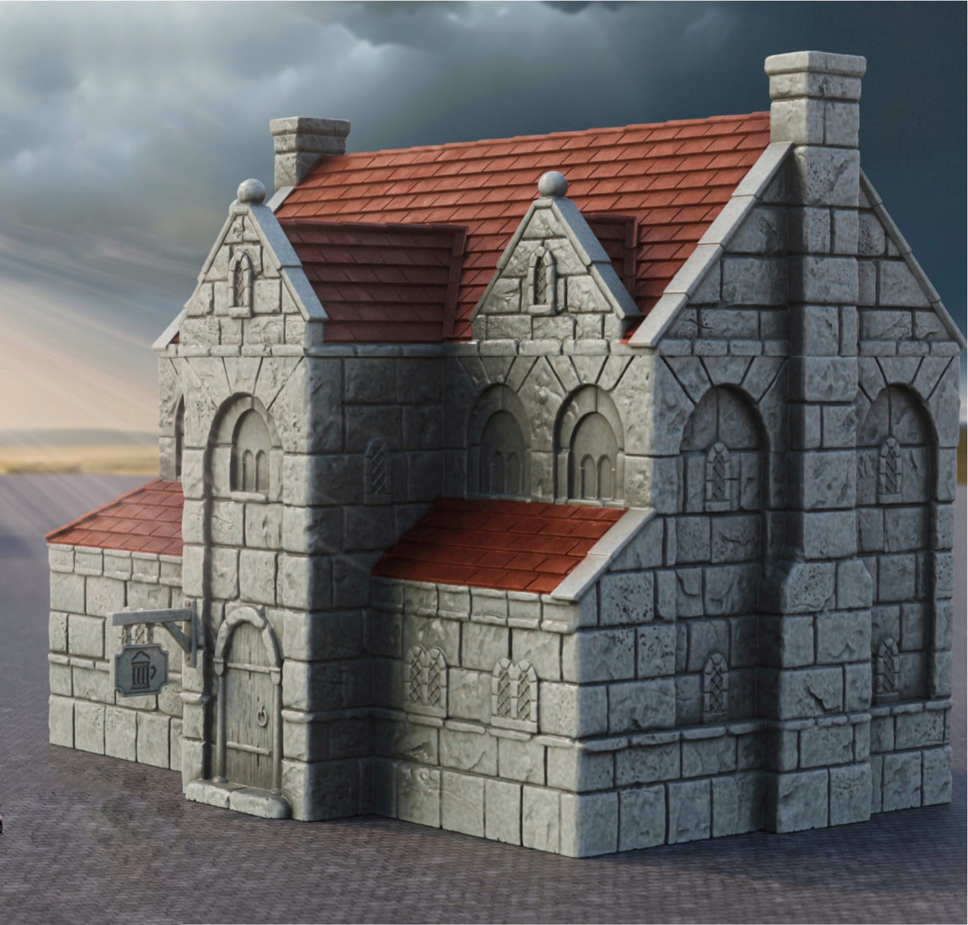 Foto do produto Tabletop 28mm The Printing Goes Ever On (TPGEO) 0: Gasthaus Ivory City - Edifício Reino de Gonthan - Terreno de Tabuleiro Inn