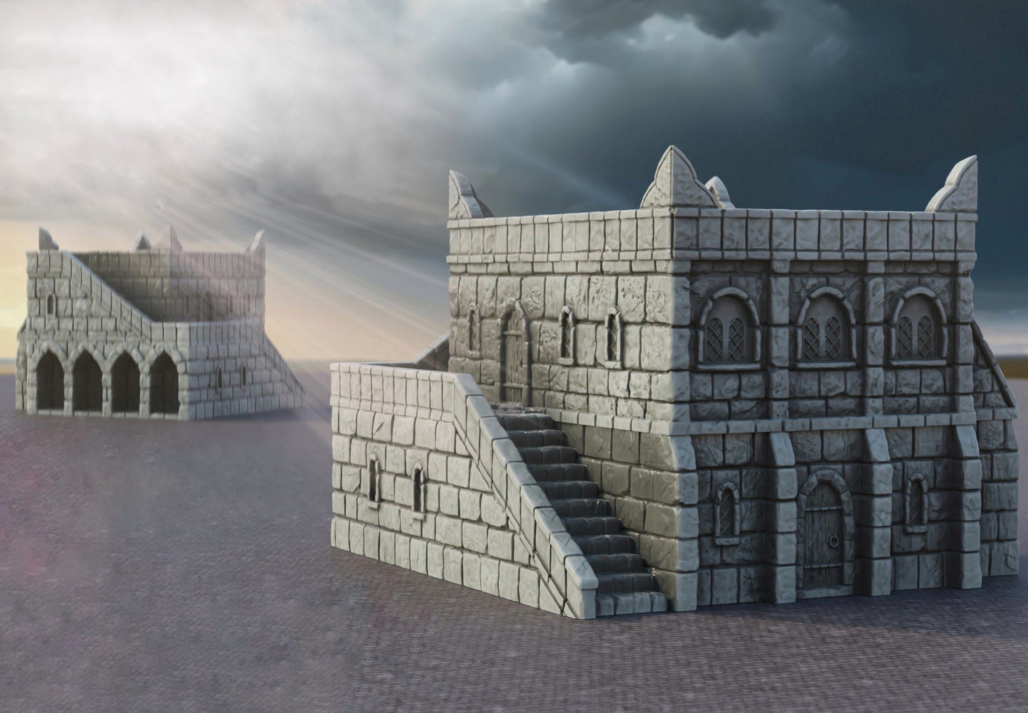 Produktová fotografie Tabletop 28mm The Printing Goes Ever On (TPGEO) 0: Obchodní místo Ivory City - Budova království Gonthan - Obchodní hala Tabletop terén