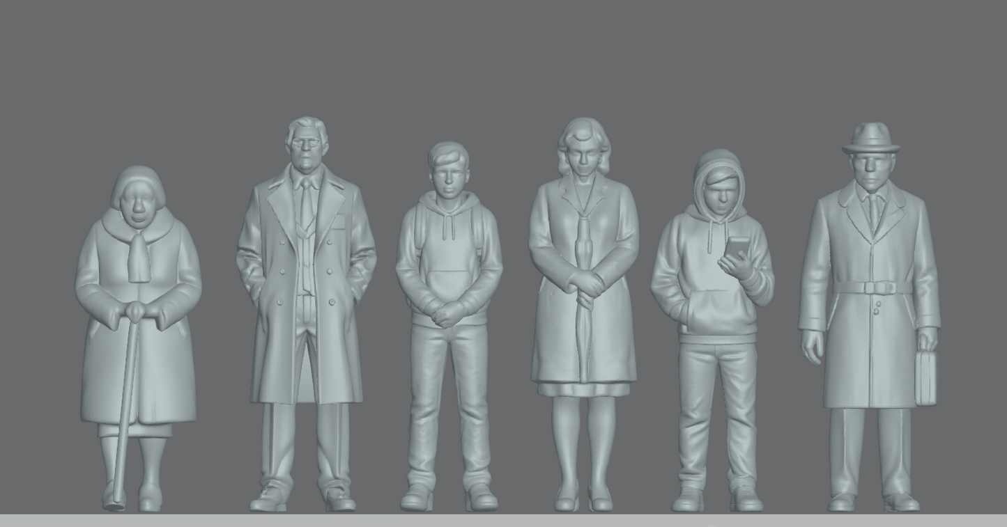 Produktfoto Figur H0, 1:72 - 0: Passanten Figuren Set (6 Figuren)