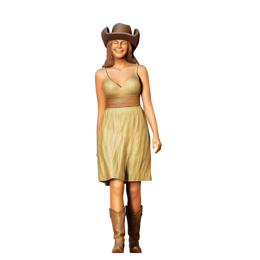 Foto do produto 0: Cowgirl: Mulher bonita com chapéu de cowboy e vestido