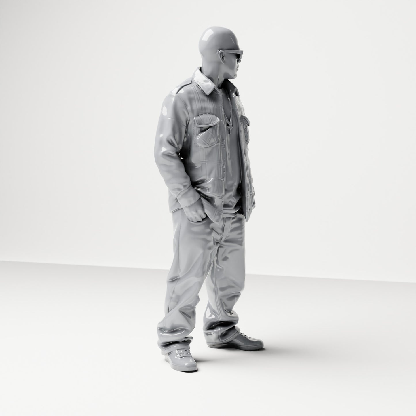 Diorama Modellbau Produktfoto 3: Stehende Figur: Mann in Straßenkleidung mit Händen in Hosentaschen (B027)
