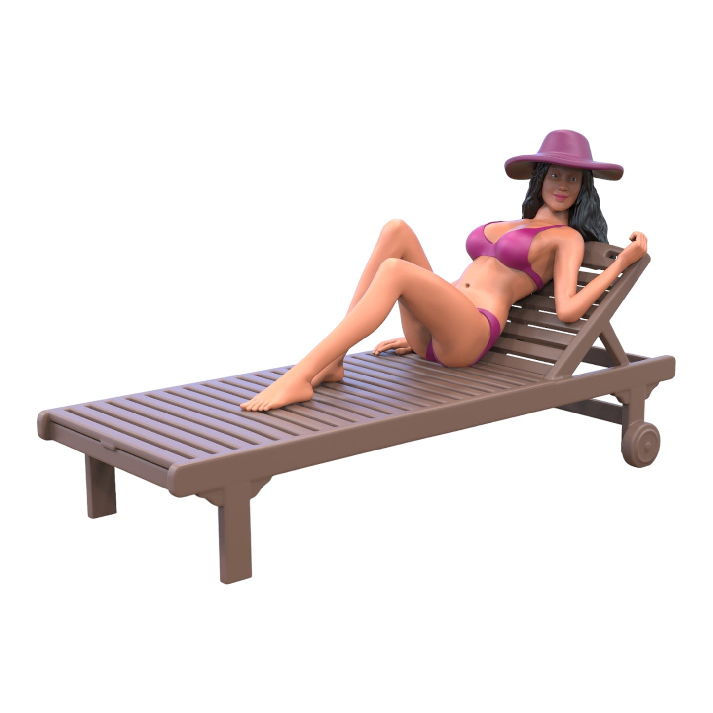 Foto do produto diorama e miniatura de modelo: Mulher em espreguiçadeira