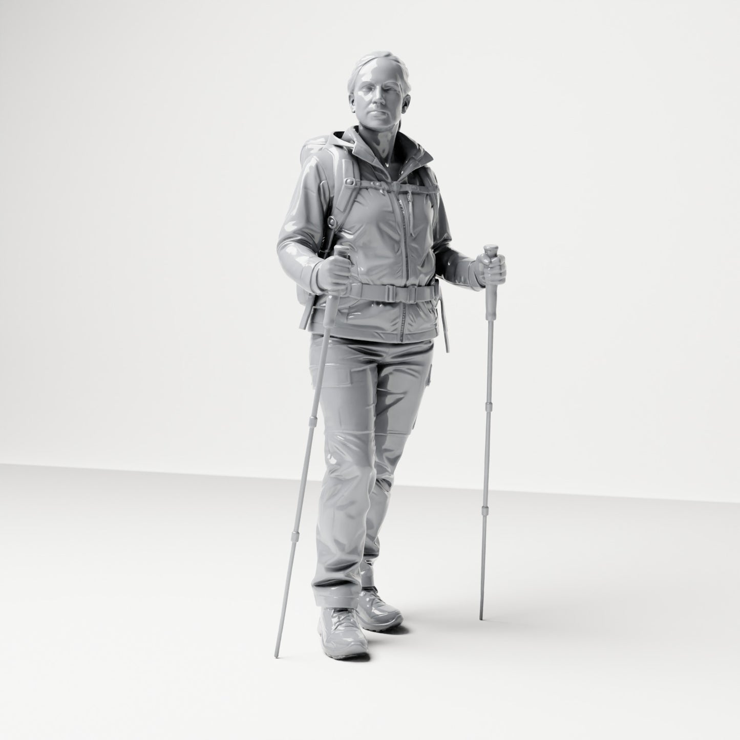 Diorama Modellismo foto prodotto 3: Figura in piedi: Viandante con zaino e due bastoni da trekking (B039)