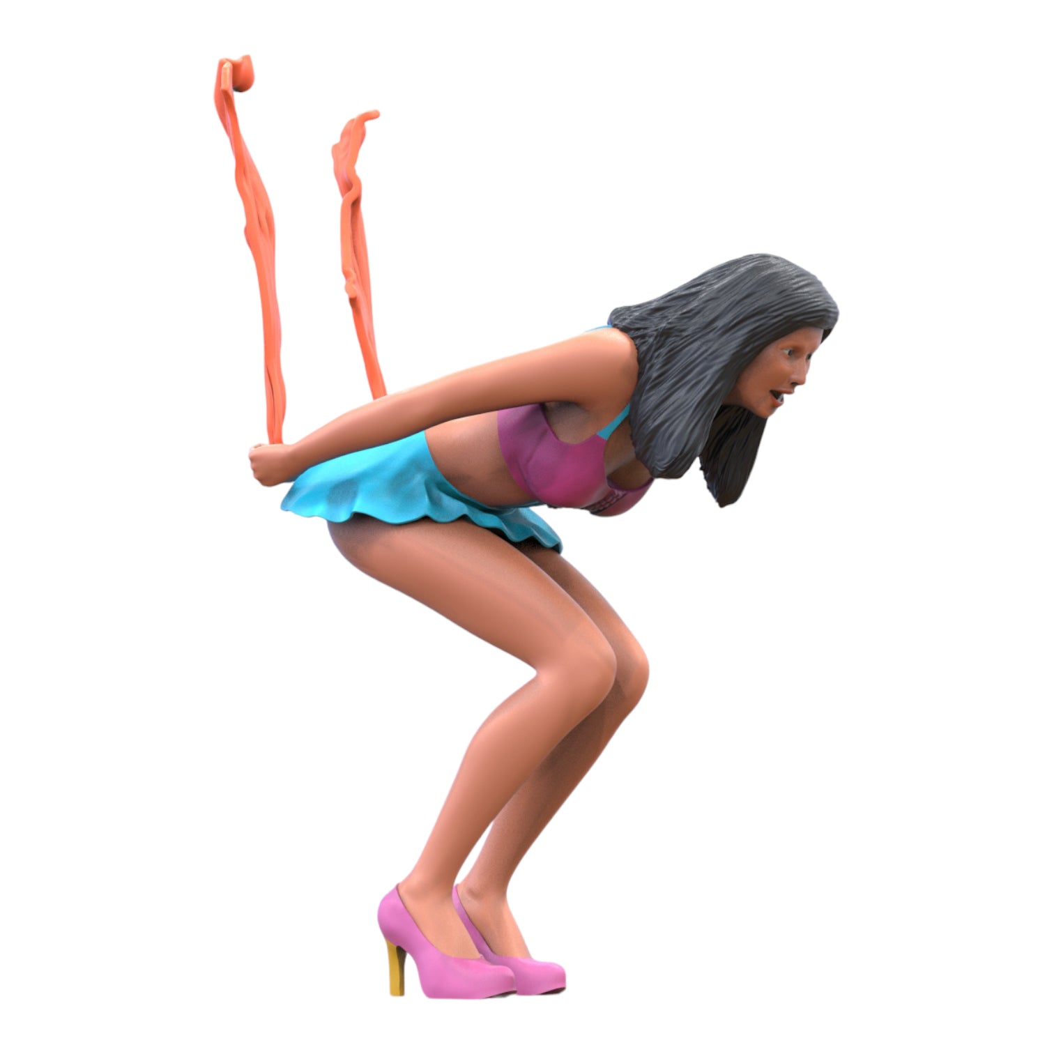 Product photo diorama and model building miniature figure: Woman starting a race