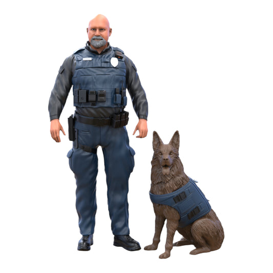 Foto do produto Diorama e Modelismo Miniatura: Policial com Cão