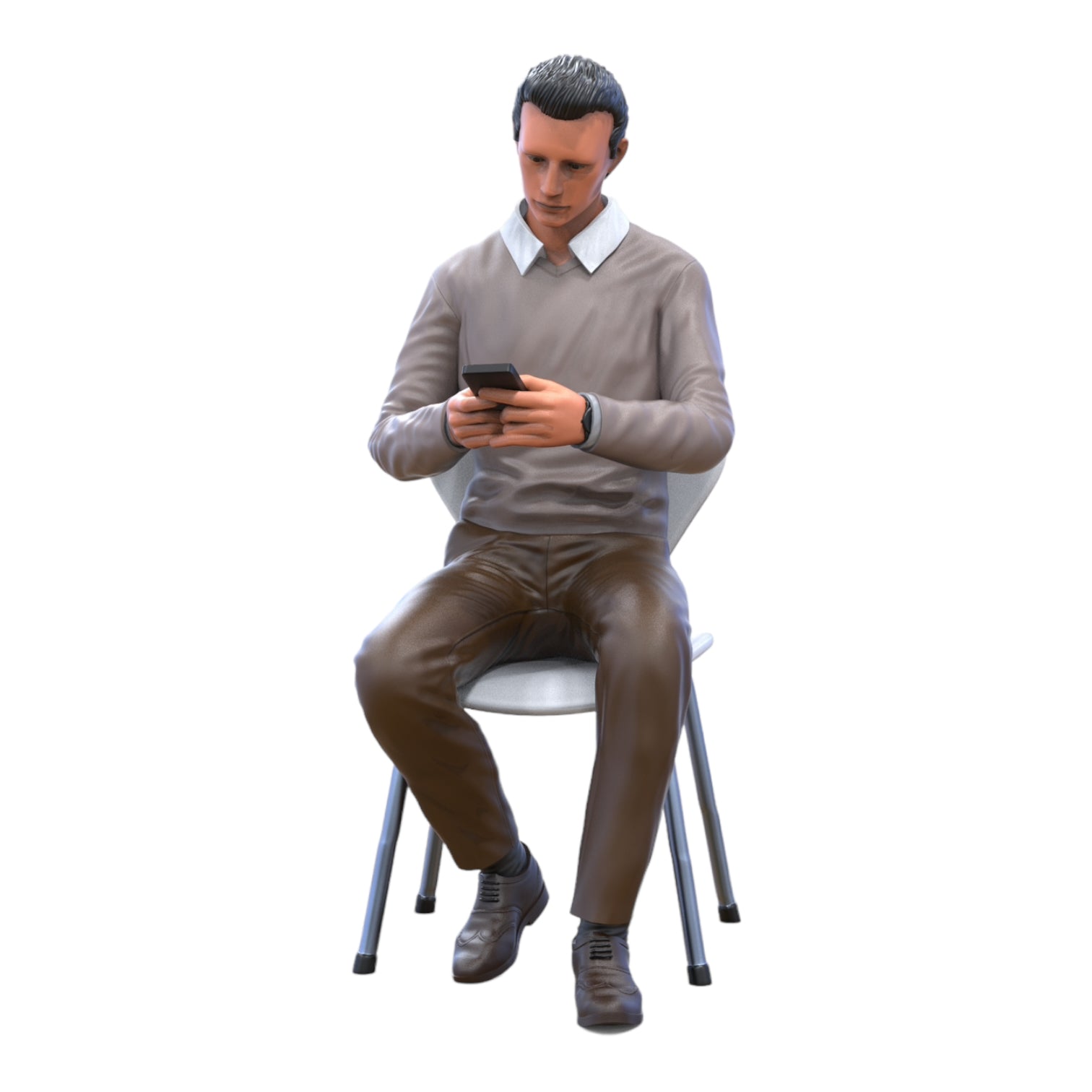 Produktfoto Diorama und Modellbau Miniatur Figur: Mann auf Stuhl