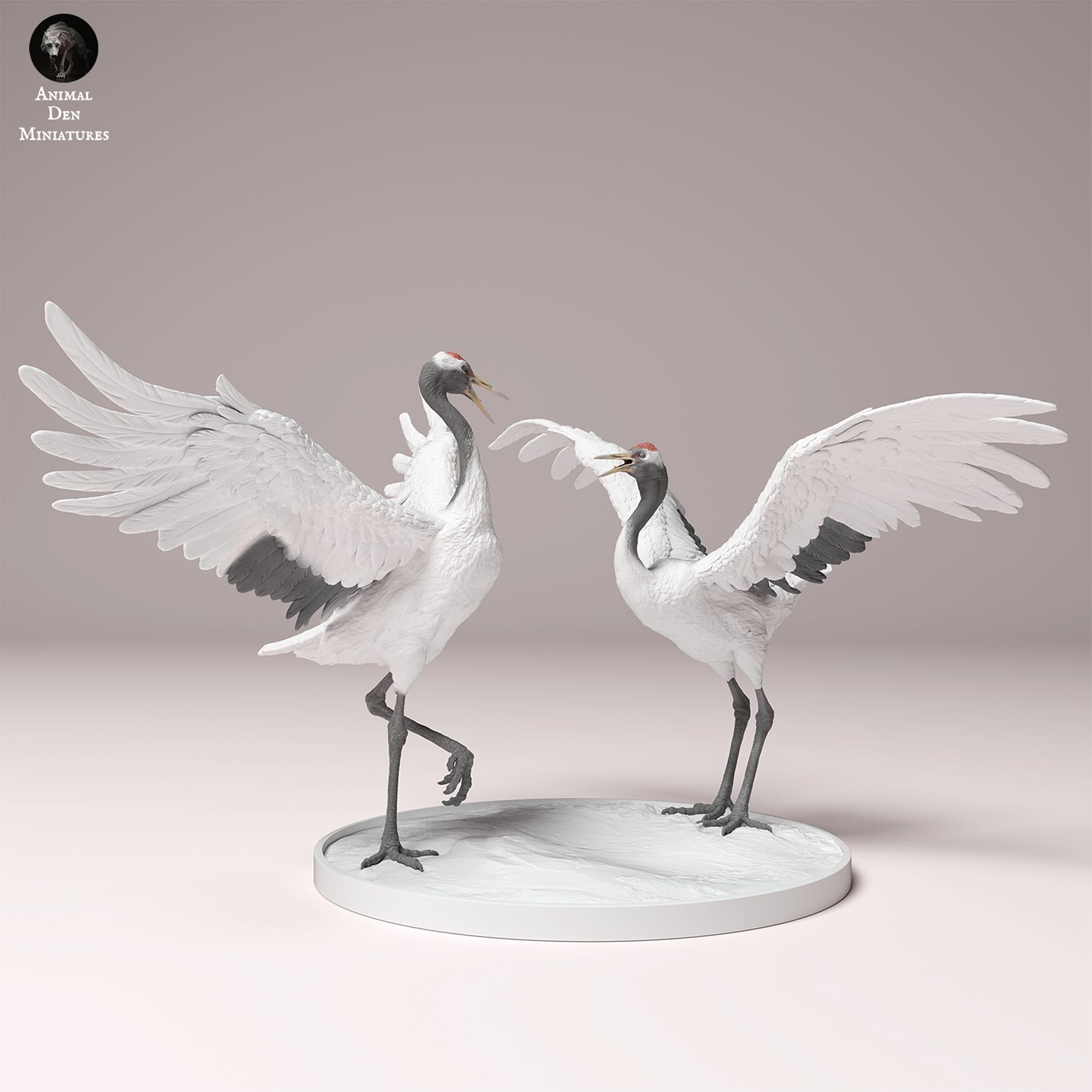 Product photo Animal Figure Diorama, Model Building: 0: Wildlife Figure: Dancing Manchurian Cranes – Red-crowned Crane (Ref 24_10_01)
