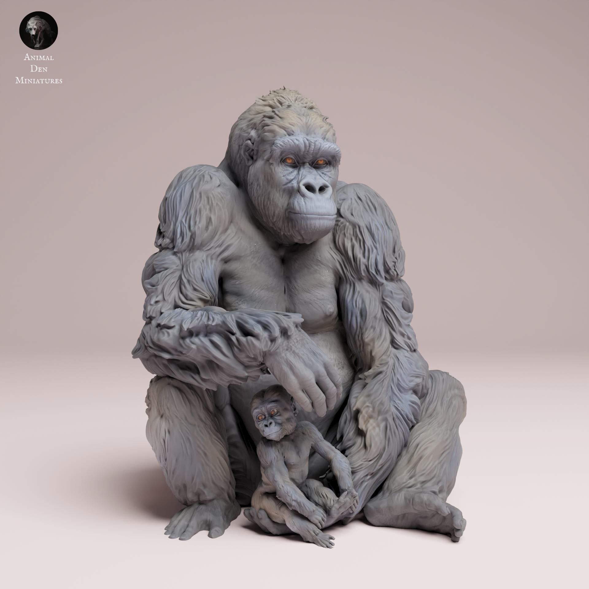 Produktfoto Tier Figur Diorama, Modellbau: 0: Dschungel Tier Figur: sitzende Östliche Flachlandgorilla Mutter mit Jungem (Ref 25_07_09)