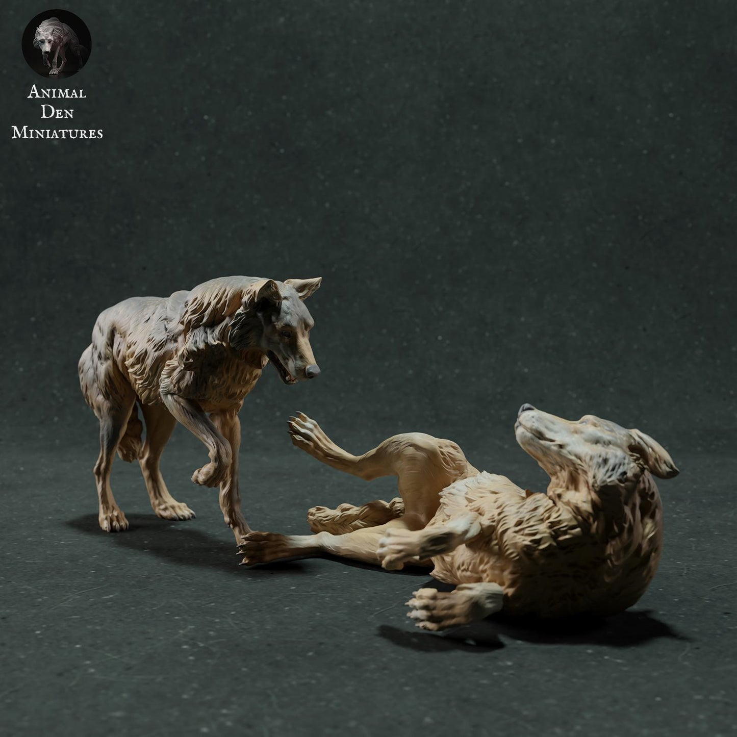 Foto do produto Figura de Animal Diorama, Modelismo: 0: Figura de Animal Selvagem: Lobos Ibéricos – Cena Brincando (Ref 01_01_29)