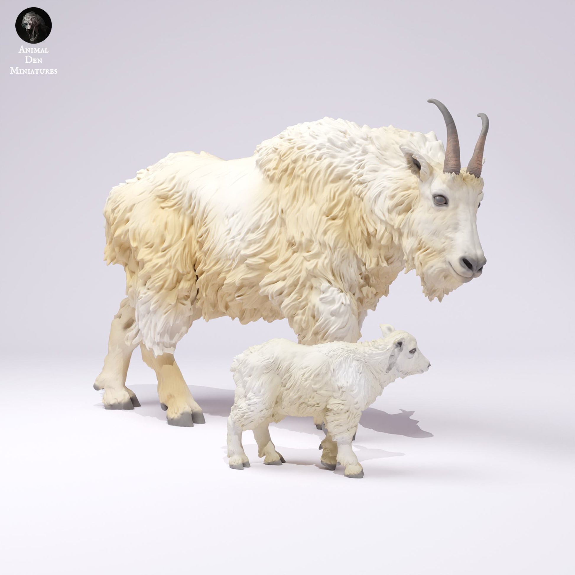 Produktfoto Tier Figur Diorama, Modellbau: 0: Wildtier Figur: Rocky Mountain Ziege mit Jungtier (Ref 25_01_02)