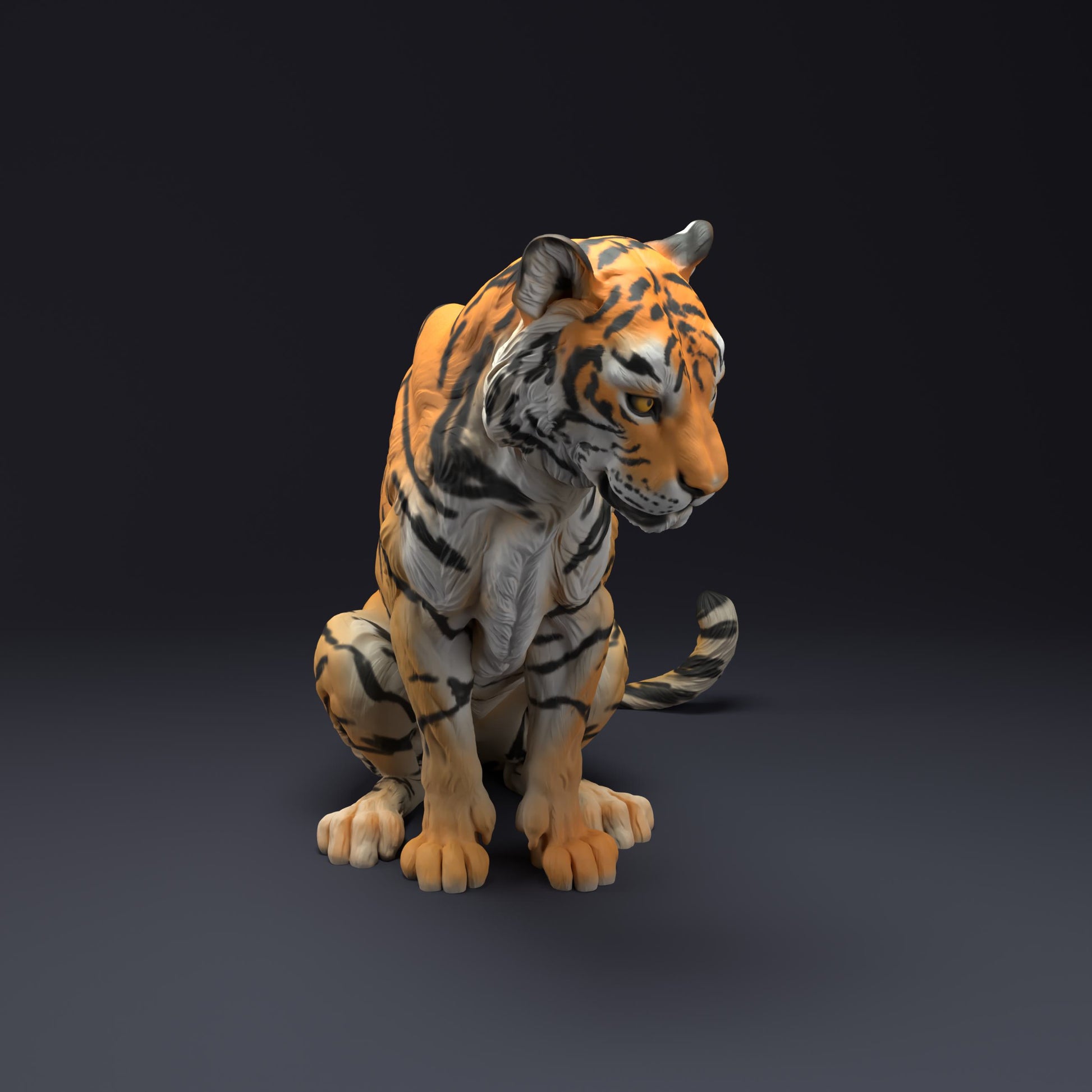 Produktfoto Tier Figur Diorama, Modellbau: 0: Wildtier Figur: sitzender Bengalischer Tiger (Ref 01_01_36)