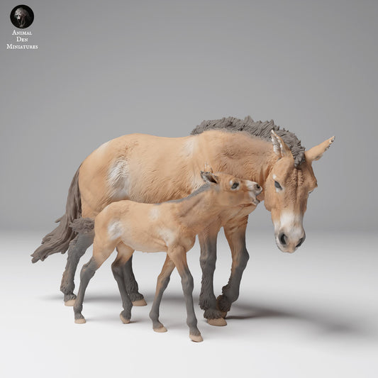 Foto del prodotto Figura di animale Diorama, Modellismo: 0: Figura di fauna selvatica: Cavallo di Przewalski con puledro (Ref 24_12_03)