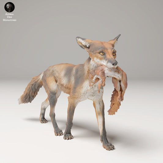 Foto do produto de figura de animal em diorama, modelismo: 0: Figura de vida selvagem: Raposa vermelha com esquilo (Ref 24_09_04)
