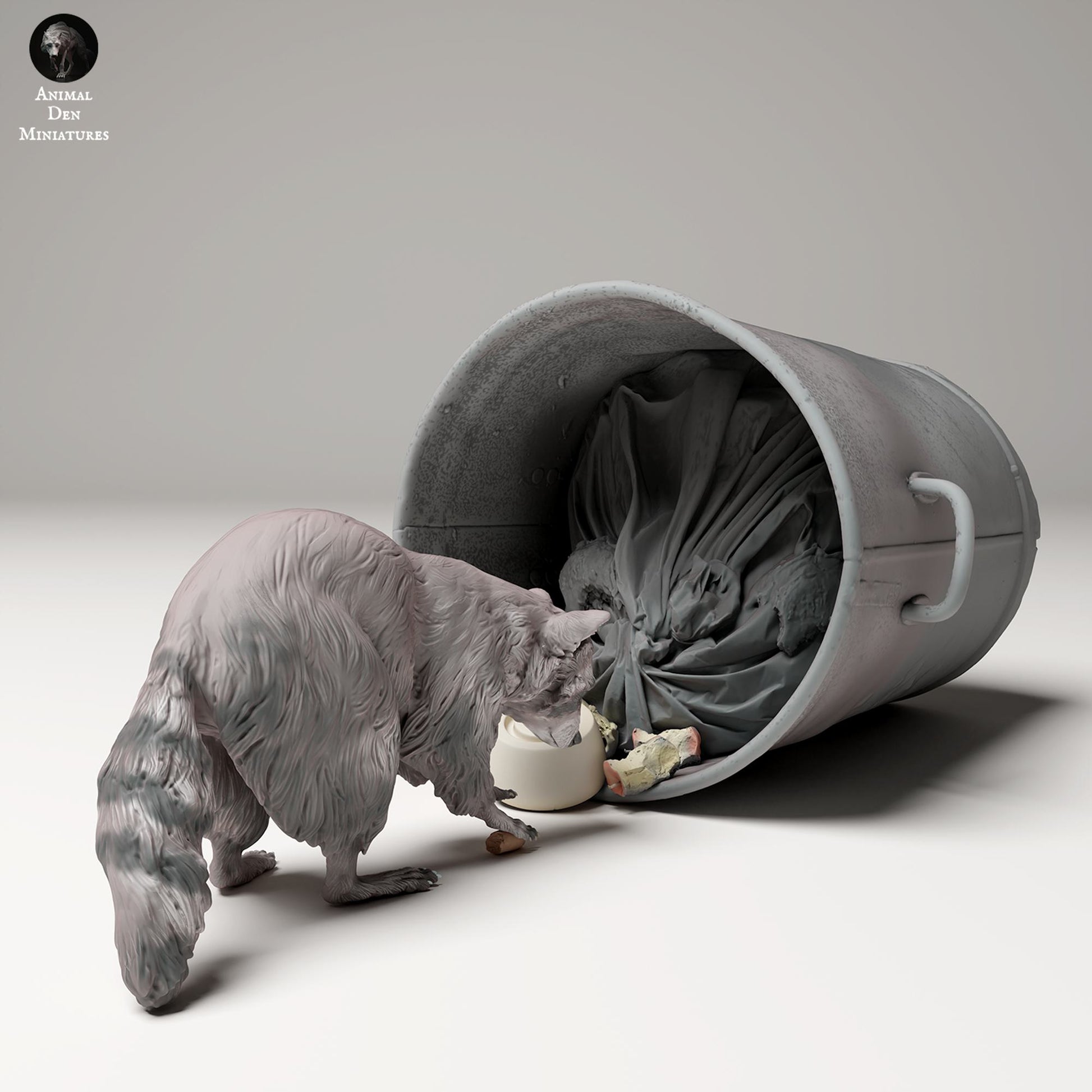 Product photo Animal Figure Diorama, Model Building: 0: Wildlife Figure: Raccoon rummaging through trash (Ref 24_09_08)