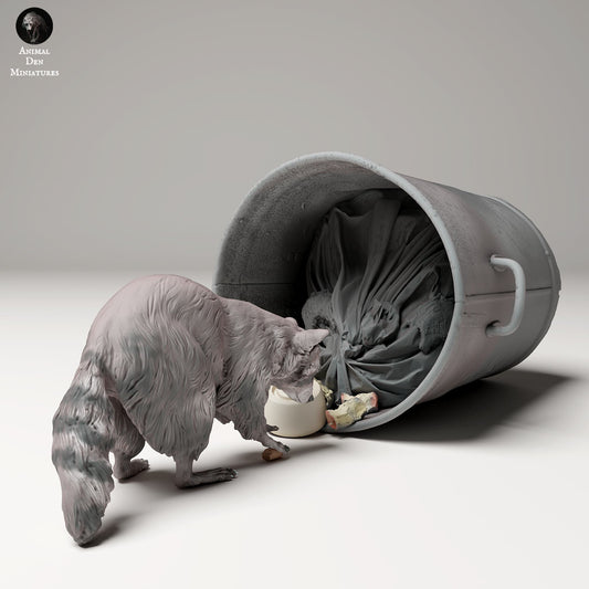 Zdjęcie produktu Figurki zwierzęcia Diorama, Modelarstwo: 0: Figurki dzikich zwierząt: Szop pracz przeszukujący śmieci (Ref 24_09_08)