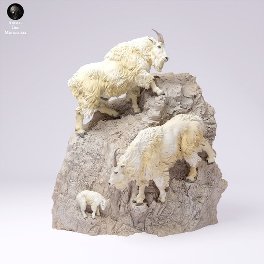 Foto do produto Figura de animal Diorama, Modelismo: 0: Figura de animal selvagem: Cabra montanhesa a escalar – Montanhas Rochosas (Ref 25_01_03)