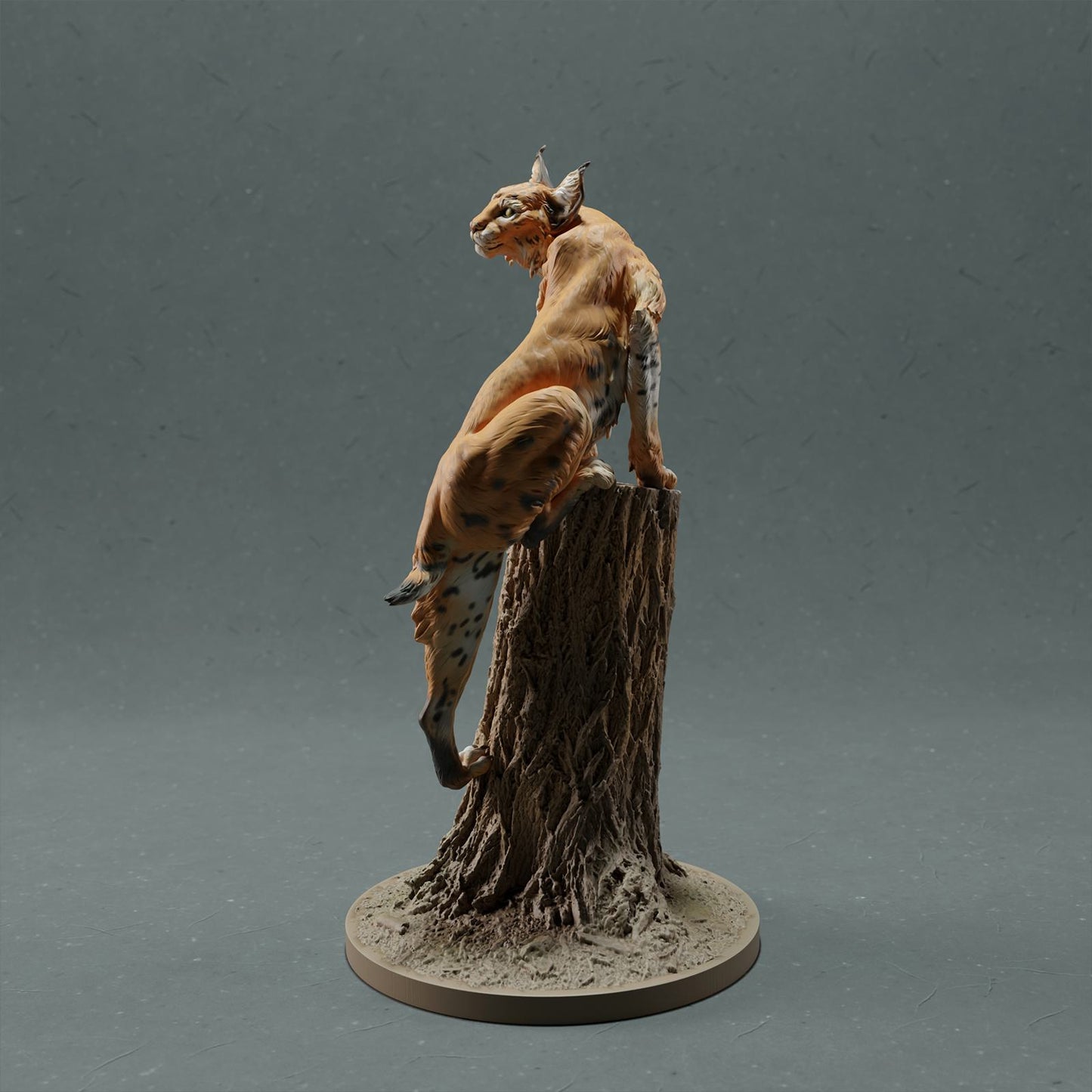 Produktová fotografie zvířecí figurky dioráma, modelářství: 0: Divoká zvířecí figurka: Rys na stromě – Bobcat (Ref 01_01_30)