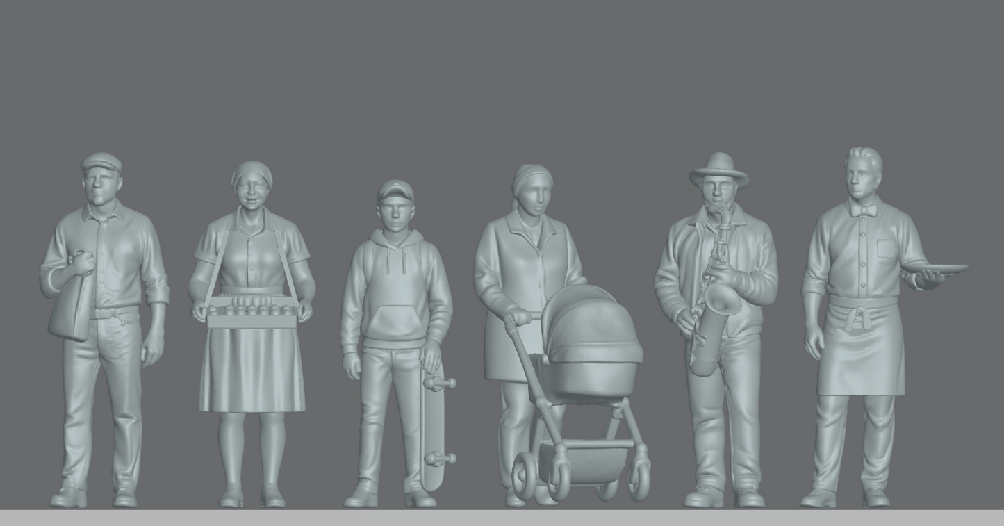 Produktfoto Figur H0, 1:72 - 0: Strassenszene Figuren Set (6 Figuren)