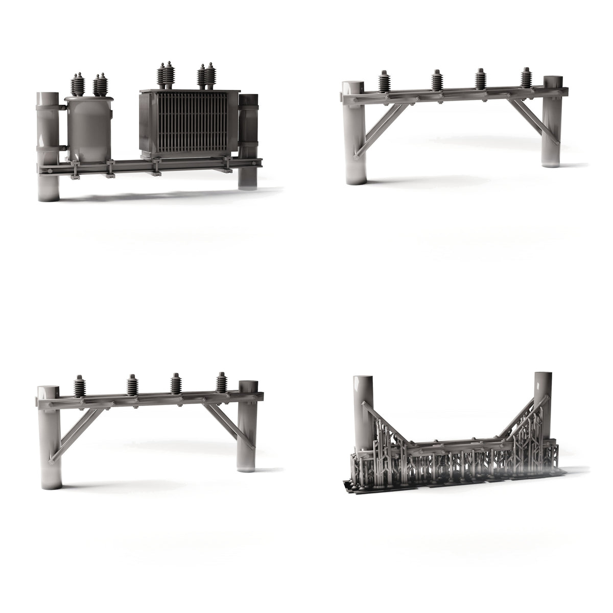 Diorama Modellbau Produktfoto 3: Diorama Infrastruktur: Betonmast mit Leistungstransformator als Baugruppe (Ref. 1231D)