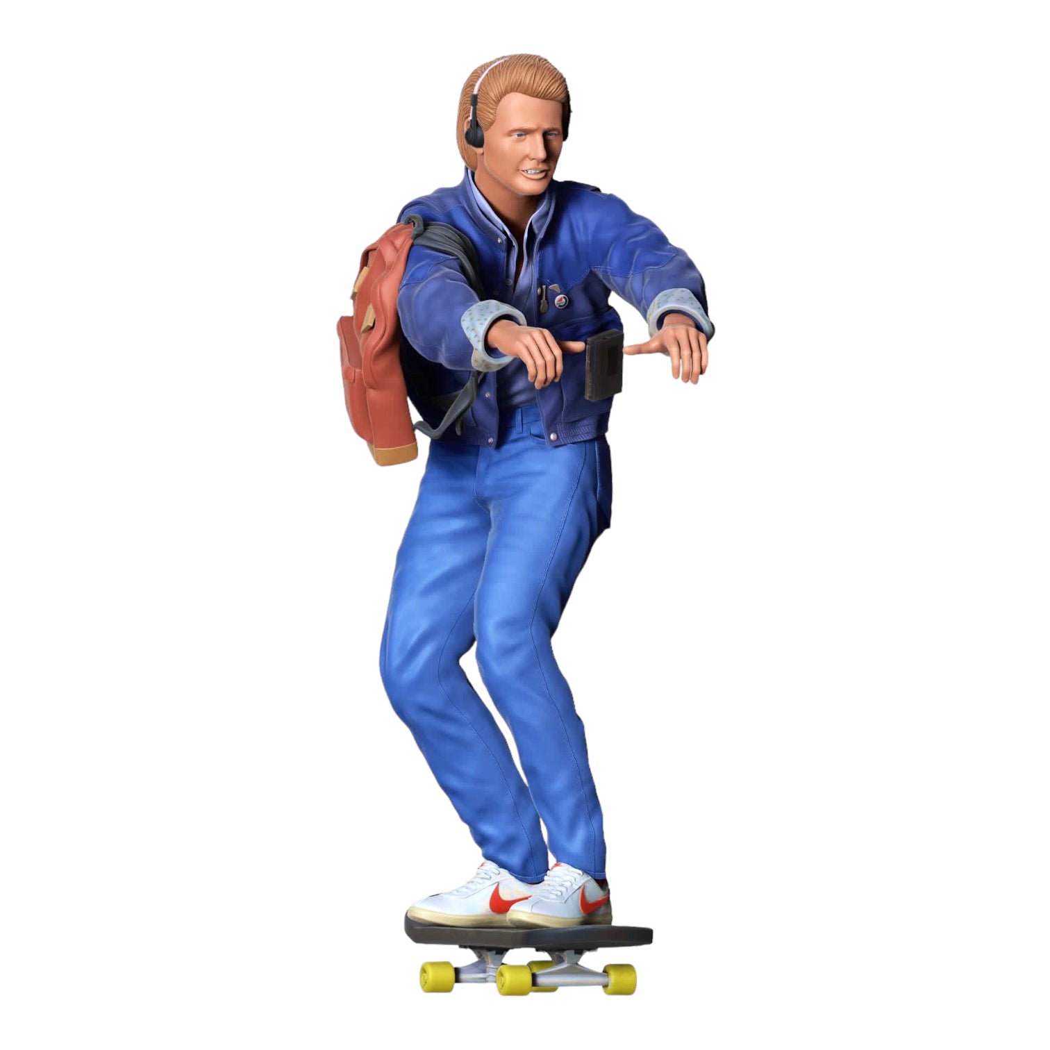 Product photo diorama and model building miniature figure: Skater - man on skateboard with backpack