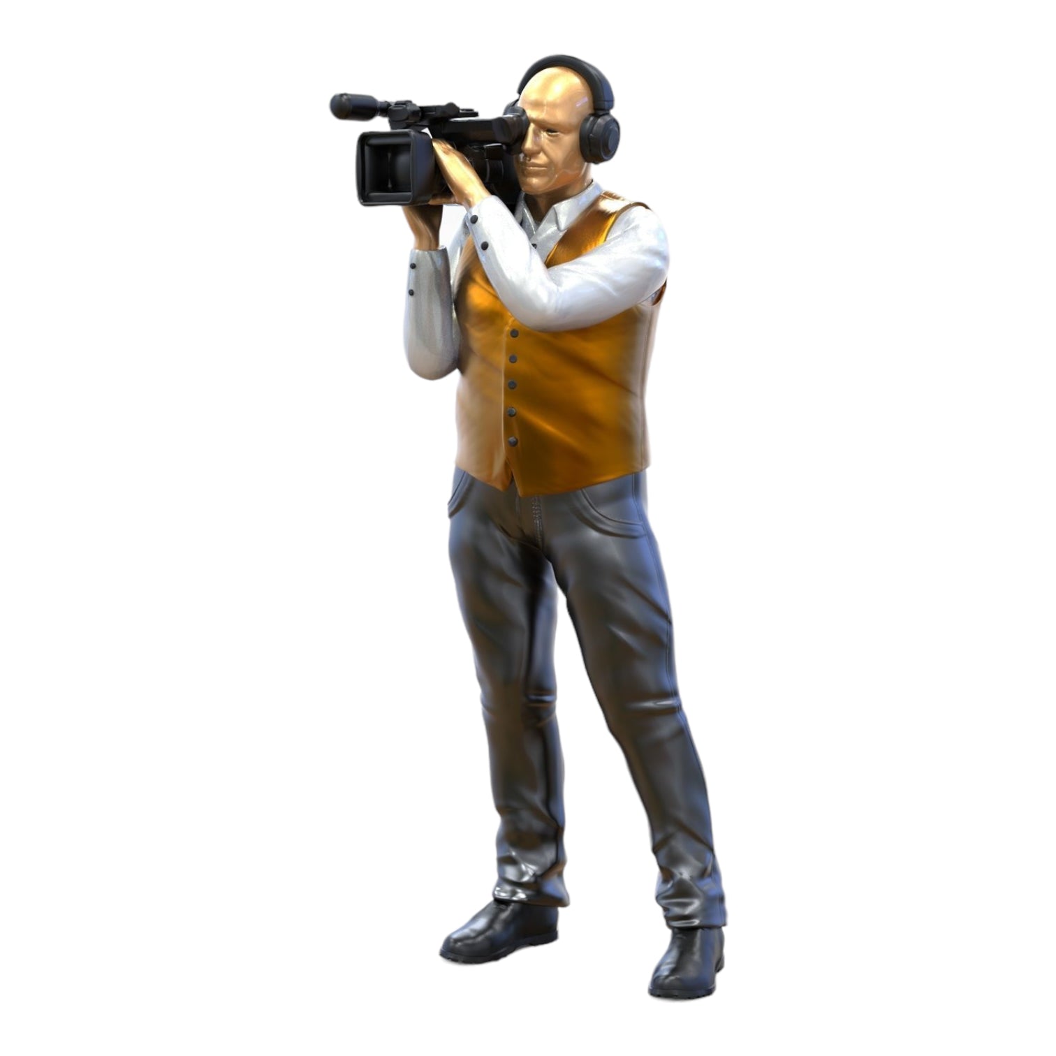 Produktfoto Diorama und Modellbau Miniatur Figur: Reporter Team - Kameramann mit Handkamera