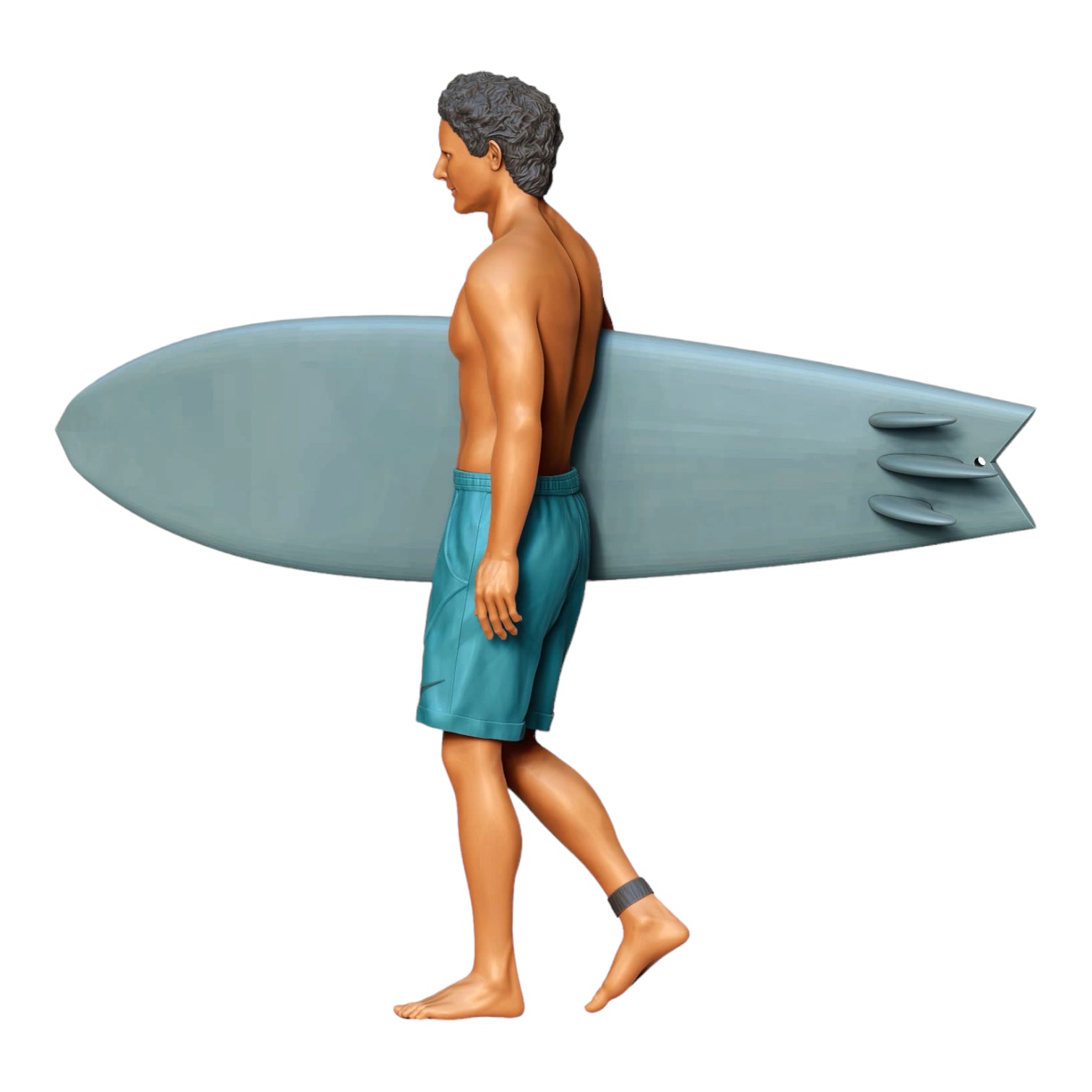 Produktfoto Diorama und Modellbau Miniatur Figur: Wellenreiter: Surfer mit Surfbrett am Strand