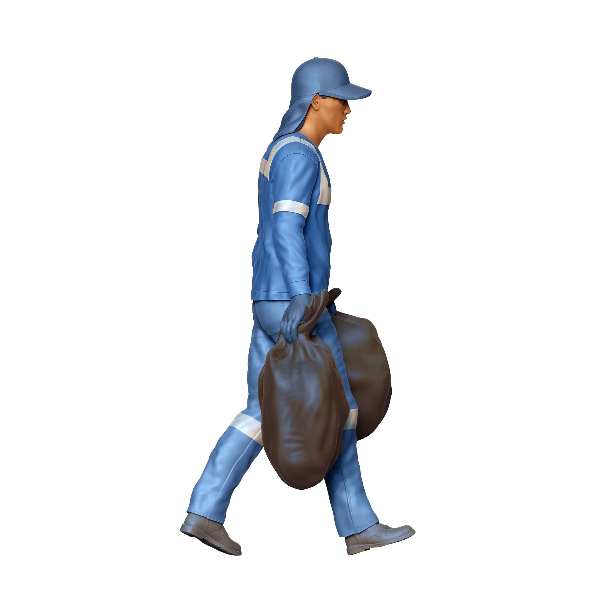 Produktfoto Diorama und Modellbau Miniatur Figur: Müllabfuhr Team - Müllmann mit Müllsack 2