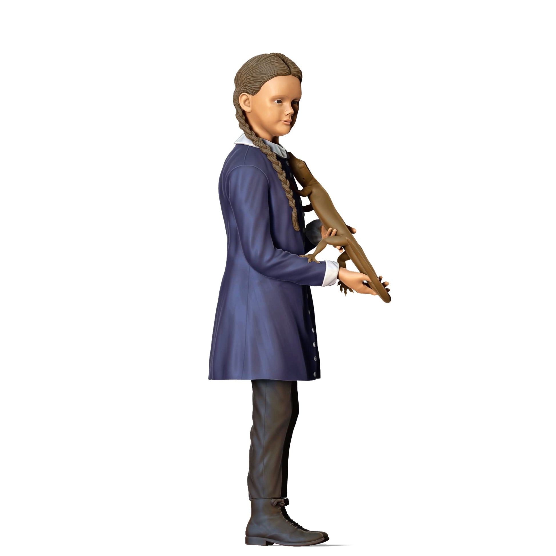 Zdjęcie produktu Diorama i modelarstwo miniaturowa figura: Rodzina horroru - dziewczynka z jaszczurką jako zwierzęciem domowym