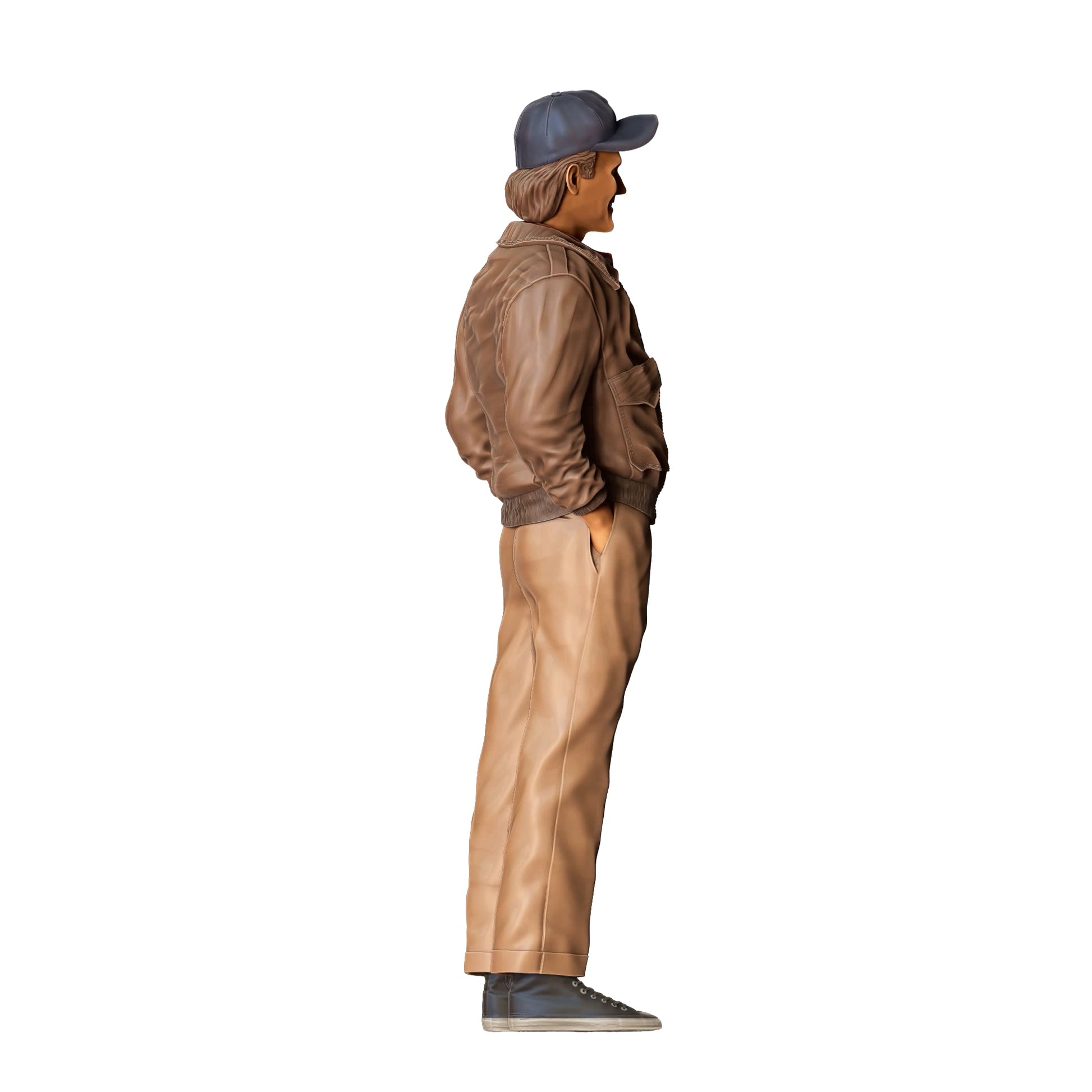 Product photo diorama and model building miniature figure: Everyday Heroes: Man with cap and leather jacket