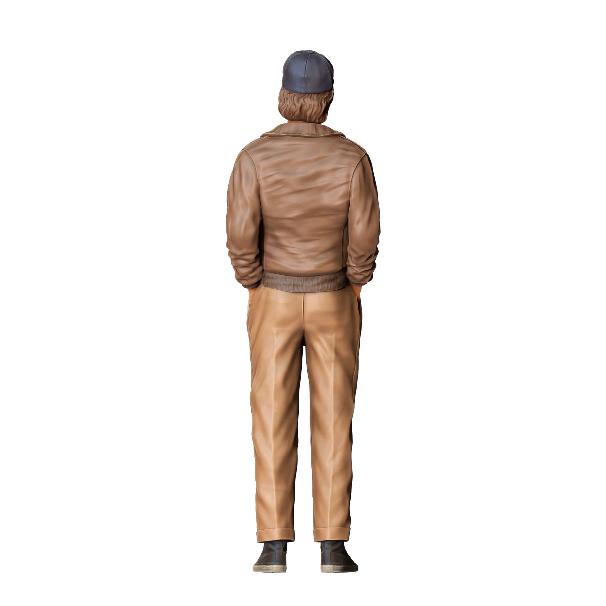 Product photo diorama and model building miniature figure: Everyday Heroes: Man with cap and leather jacket