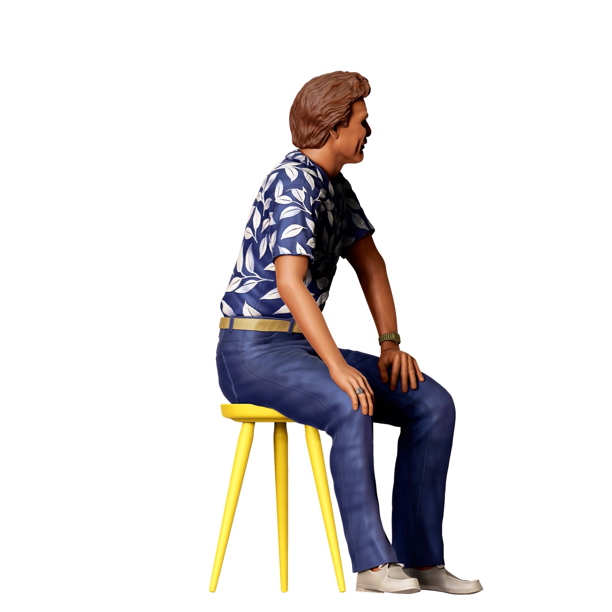 Diorama model building product photo 0: Sitting man in Hawaiian shirt - 80s character (Ref. No. 429)
