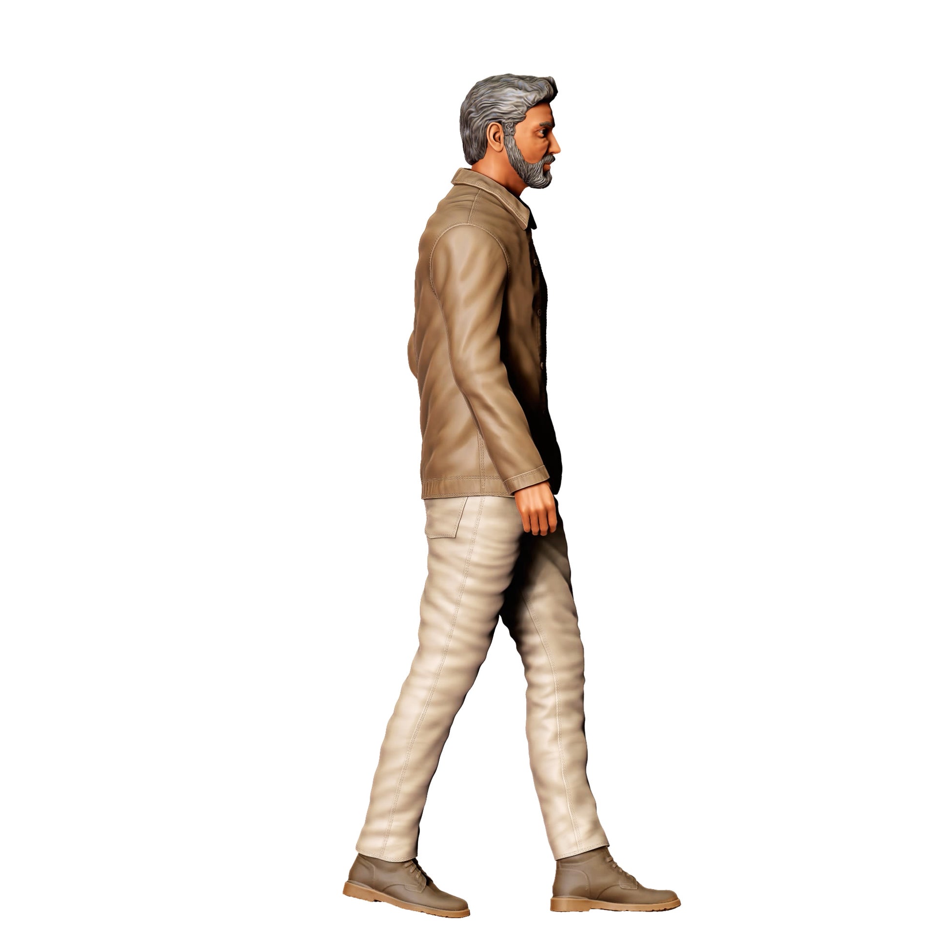 Diorama modelarski zdjęcie produktu 0: Starszy mężczyzna w kurtce – figura w ruchu z brodą (Nr ref. 420)