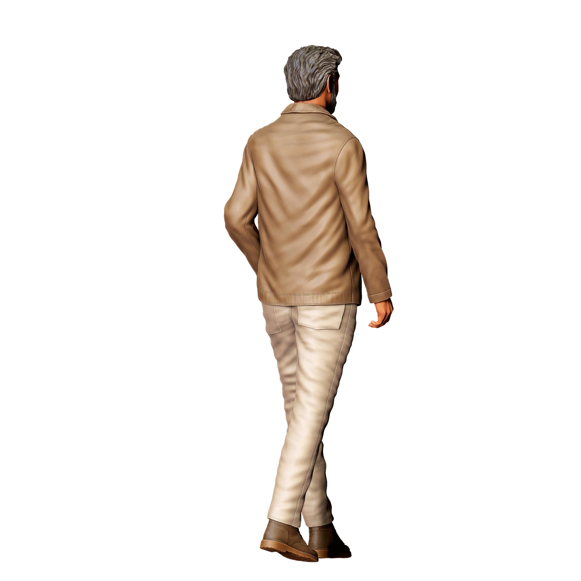 Diorama modelarski zdjęcie produktu 0: Starszy mężczyzna w kurtce – figura w ruchu z brodą (Nr ref. 420)