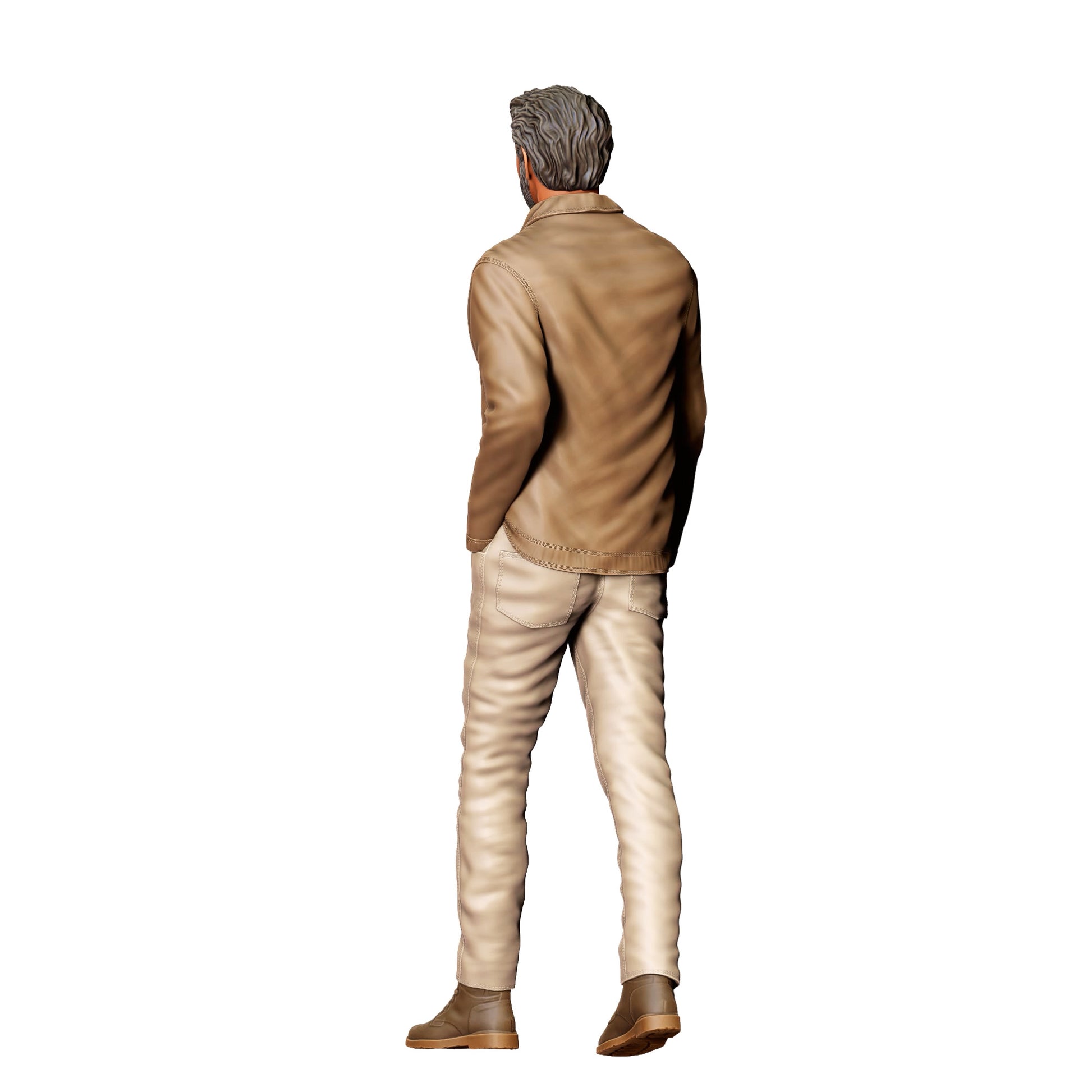 Diorama modelarski zdjęcie produktu 0: Starszy mężczyzna w kurtce – figura w ruchu z brodą (Nr ref. 420)