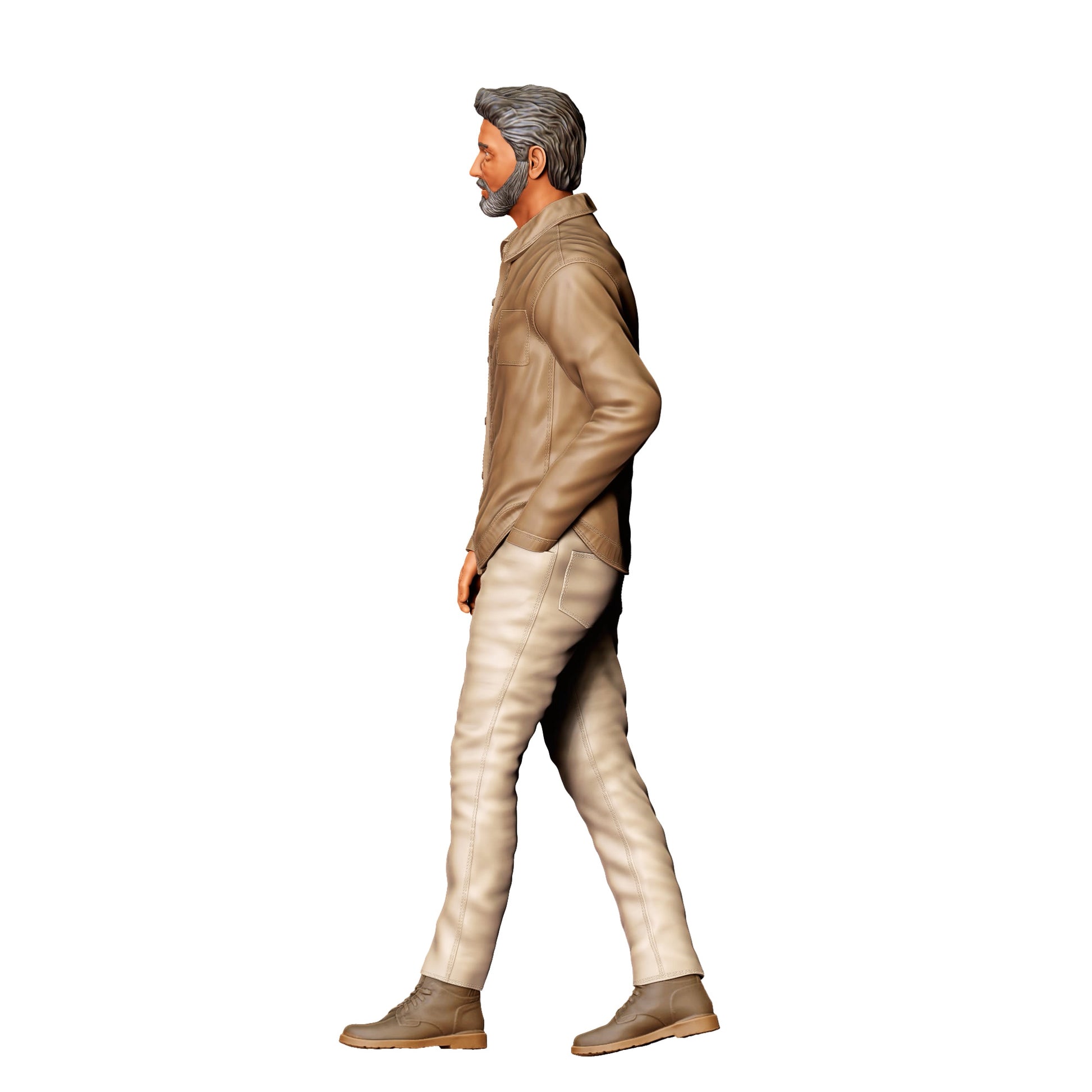 Diorama modelarski zdjęcie produktu 0: Starszy mężczyzna w kurtce – figura w ruchu z brodą (Nr ref. 420)