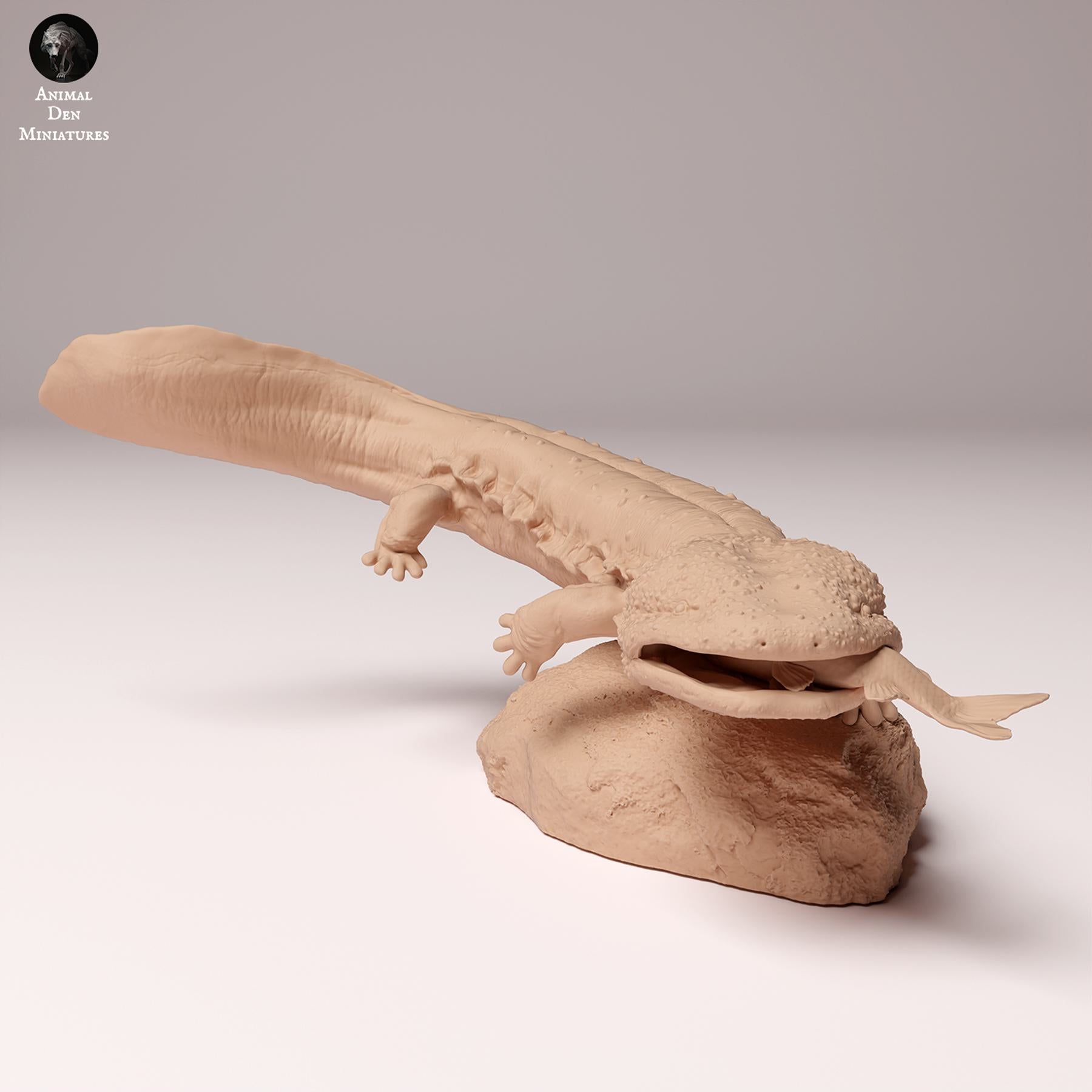 Produktfoto Tier Figur Diorama, Modellbau: 0: Wildtier Figur: Japanischer Riesensalamander mit Fisch (Ref 24_10_03)