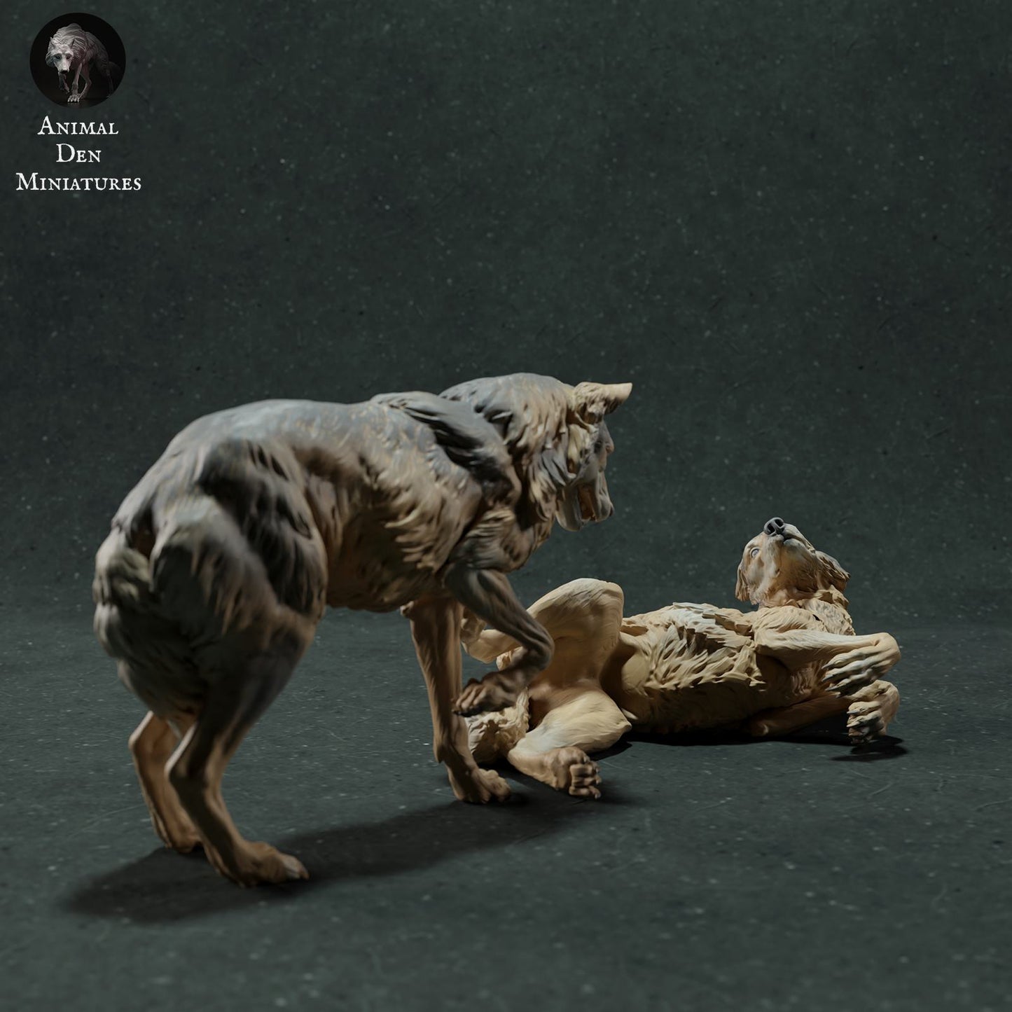 Foto do produto Figura de Animal Diorama, Modelismo: 0: Figura de Animal Selvagem: Lobos Ibéricos – Cena Brincando (Ref 01_01_29)