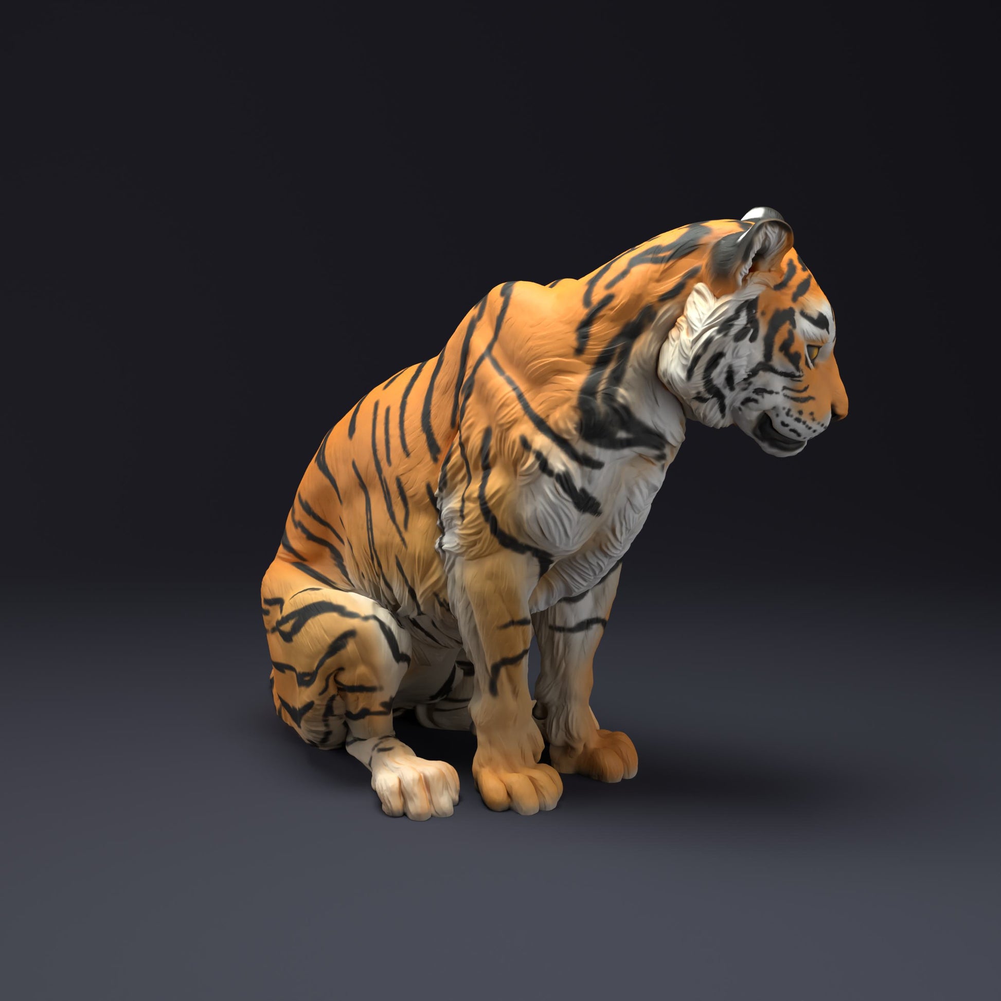 Produktfoto Tier Figur Diorama, Modellbau: 0: Wildtier Figur: sitzender Bengalischer Tiger (Ref 01_01_36)