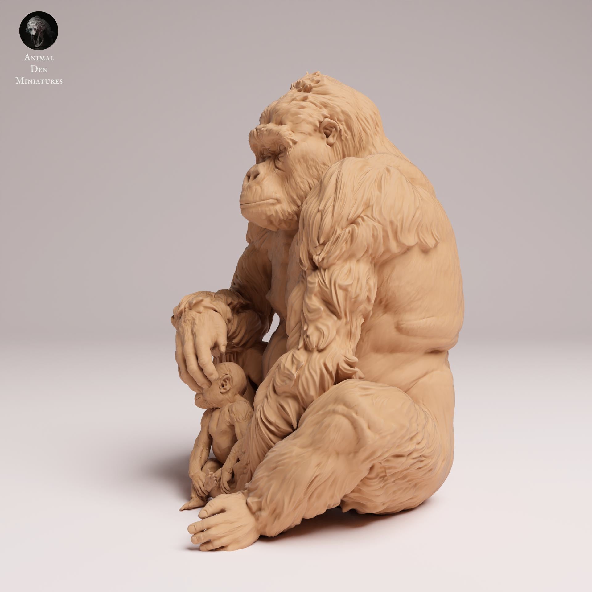 Produktfoto Tier Figur Diorama, Modellbau: 0: Dschungel Tier Figur: sitzende Östliche Flachlandgorilla Mutter mit Jungem (Ref 25_07_09)