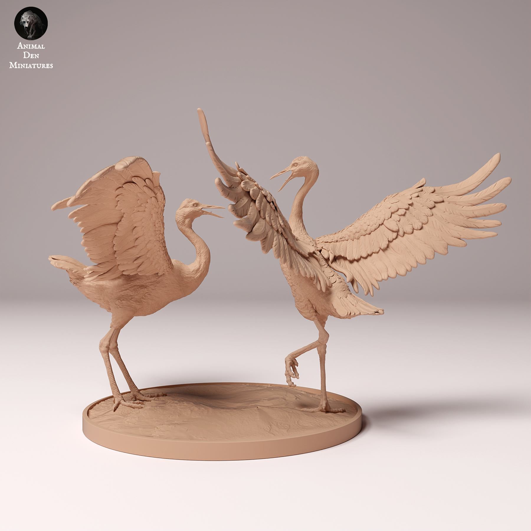 Product photo Animal Figure Diorama, Model Building: 0: Wildlife Figure: Dancing Manchurian Cranes – Red-crowned Crane (Ref 24_10_01)