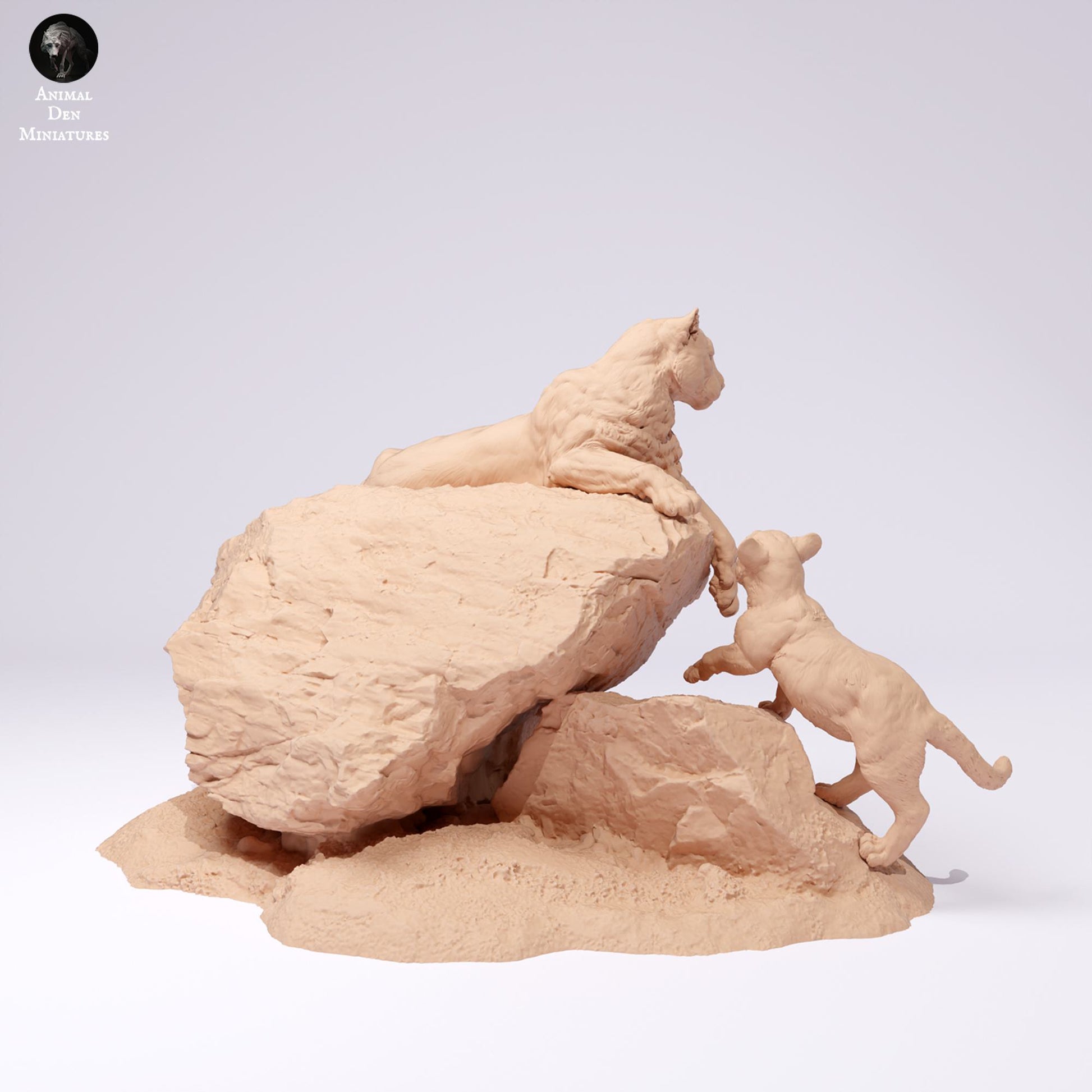 Produktfoto Tier Figur Diorama, Modellbau: 0: Wildtier Figur: Berglöwen auf einem Felsen (Ref 25_01_05)