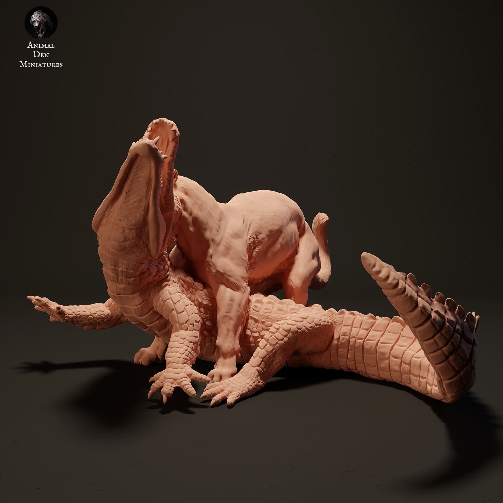 Produktfoto Tier Figur Diorama, Modellbau: 0: Dschungel Tier Figur: jagender Jaguar – Schwarzer Kaiman (Ref 01_01_40)